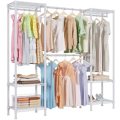 ハンガーラック 大容量 伸縮 幅148~188cm ワードローブ メタルラック 頑丈 洋服ラック洋服掛け 組み立て簡単 衣類収納 高さ調節 省スペース おしゃれ...