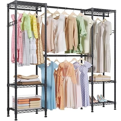 ハンガーラック 大容量 伸縮 幅148~188cmワードローブ メタルラック 頑丈 洋服ラック洋服掛け 組み立て簡単 衣類収納 高さ調節 省スペース おしゃれ ...