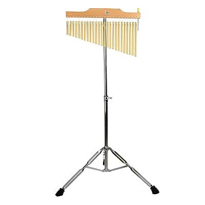 ツリーチャイム 25音 36音 ウィンドチャイム バーチャイム メッキ加工スタンド付き スティック付き (25音, ゴールド)