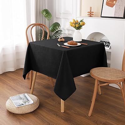 テーブルクロス 正方形 撥水 小さめ 方形 無地 汚れ防止 おしゃれ シンプル テーブルカバー リネン類 耐熱 速乾 丸洗い お手入れ簡単 業務用・家庭用 ブラック 140x140cm