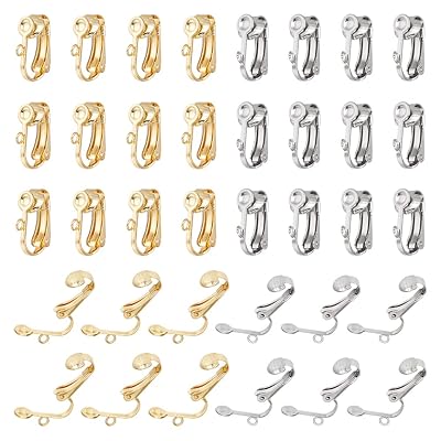 40個 2色 イヤリング パーツ クリップ式 軟骨ピアス イヤークリップ クリップピアスのない耳