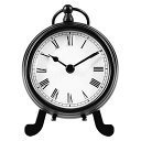 ベスタイム AM-07 黒い金属製の卓上時計で、小さくて精巧であり、白い文字盤と黒い数字が読みやすく、高さ14.9幅9.3x6.8cm。室内の装飾として、オフィ...