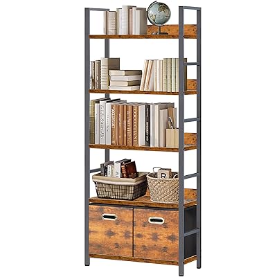 オープンシェルフ 5段 棚 ラック 付属収納引き出し*2 おしゃれ 本棚 収納ラック キッチンラック オフィ..