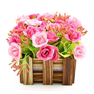 ミニダイヤーバラ 人工観葉植物 造花 光触媒 フェイクグリーン インテリア ギフト お祝い (花柵(木), バライロ)