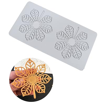 シリコーンフォンダンレースマットシュガークラフト印象型食用ケーキ分子料理デコレーション 2 穴栗の葉