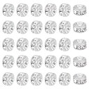 約40個 8mm ロンデルビーズ ラインストーン付き ビーズ 平型 スペーサービーズ 316外科用ステ