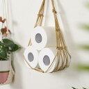 ボヘミアンキッチントイレティッシュポケット織ティッシュ収納西海岸 お洒落 ネット 網 見せる収納 トイレットペーパーホルダー (カーキ)