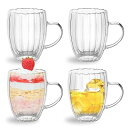ダブルウォール グラス 高硼珪酸塩カップ 二重グラス 耐熱 保温 保冷 透明 断熱 結露しないコップ ティーカップ 取っ手付キッチン用品 食器ギフト プレゼント...