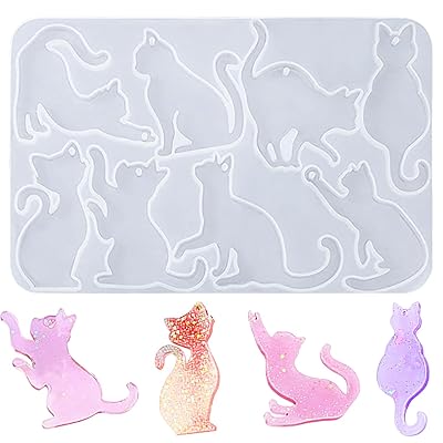 シリコンモールド猫 レジンモールド レジン型 イヤリング キーホルダー ペンダントなどの製