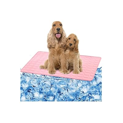 ペット ひんやりマット 犬 猫 クールマット 40×50cm 夏 ひんやり 冷却 マット 涼しい 熱中症 熱さ対策 接触冷感 犬用 猫用 ベッド グッズ(ピンク)