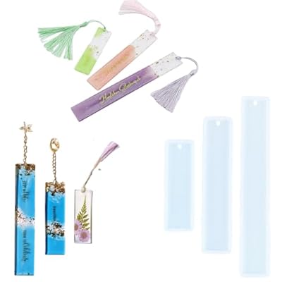 (ボハル) シリコンモールド ブックマーク しおり型 3個セット 通し穴 長方形 UVレジン エポキシ樹脂 ソ..