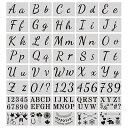 アルファベット 数字シール 40枚セット 17.8x11.4cmマンダラ 製図用 DIY シール 番号 文字 英語 テンプレート DIYスクラップ ステンシルシート 絵画ホワイト (英字・数字 40枚)