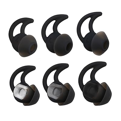 Bose SoundSportフリーヘッドホン用イヤーチップ S/M/L 3ペア交換用ソフトシリコンイヤーピース、Bose QuietControl 30 QC30サウンドスポーツフリーヘッドホン対応 ブラック