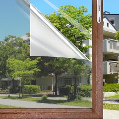 窓ガラス目隠しフィルム 窓用遮光/断熱シート 紫外線 UVカット マジックミラー プライバシー保護 防犯フィルム 飛散防止 日差し対策（シルバー60×200CM）