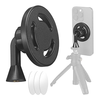 1/4"-20ネジ穴付き磁気三脚電話マウントアダプター、iPhone 16/15/14/13/12プラスプロマックスミニシリーズ用Magsafeと互換性、三脚、リングライト、自撮り棒用の調節可能な電話ホルダー