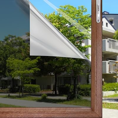 窓ガラス目隠しフィルム 窓用遮光/断熱シート 紫外線 UVカット マジックミラー プライバシー保護 防犯フィルム 飛散防止 日差し対策（ブラックシルバー90×400CM）