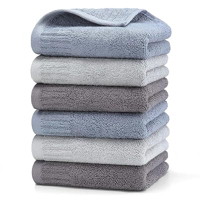 ハンドタオル 6枚セット 綿100% 家庭用 業務用 タオル 34cm×35cm 重さ約50g/枚 おしぼり 人気 ふんわり 柔らかな肌触り 瞬間吸水 速乾 (...