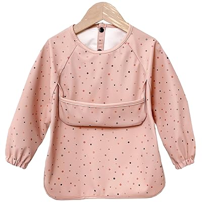 お食事エプロン 長袖 ベビー 食事用エプロン 女の子 洗える 袖付き 離乳食エプロン 防水 食事スタイ 幼児 ポケット付き 赤ちゃん 手づかみ食べ エプロン 1歳 2歳 3歳 4歳 5歳 スモック 子供 保育園 幼稚園 入園準備