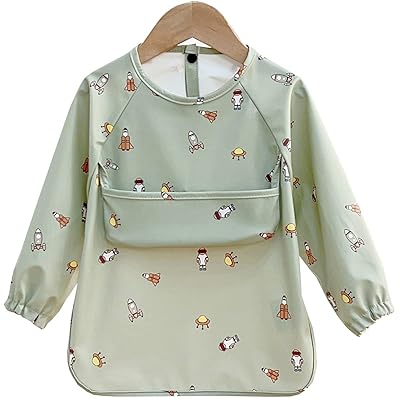 お食事エプロン 長袖 ベビー 食事用エプロン 男の子 5ヶ月～5歳 洗える 袖付き 離乳食エプロン 防水 食事スタイ 赤ちゃん エプロン 幼児 スモック 子供 キッズ 保育園 幼稚園 入園準備