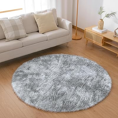 シャギーラグ 円形 直径120cm 丸洗い可 防音 滑り止め付 ホットカーペット対応 ふわっと柔らかい 高密..