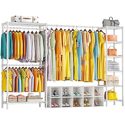 ハンガーラック 伸縮式 ワードローブ コート掛け 大容量 洋服ラック 収納棚 衣類収納 メッシュ棚付き 高さ調節 省スペース 防サビ 新生活応援 幅183~24...