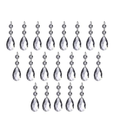 20連 透明色 クリスタルガラスビーズ 手作り サンキャッチャー クリスタルガラスボール 涙型ドロップサンキャッチャー ペンダント/ウェディグ/ホーム/パーティ...