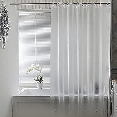 防カビ シャワーカーテン 半透明 120 x 150cm 防水 バスカーテン ユニットバス 浴室 間仕切り 北欧 クリア 清潔 フック付き 取り付け簡単