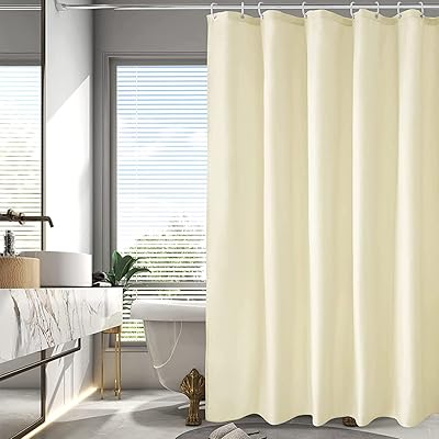 シャワーカーテン 丈180cm 目隠し 遮像 防カビ 防水 お風呂用カーテン 軽量 速乾 リング付き 無地 ベージュ 120x180cm