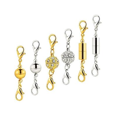 ネックレス 留め具 マグネット留め具 磁気クラスプ エンドパーツ ジュエリー アクセサリーパーツ 延長用金具 DIY用 クラフト作り 簡単装着 6個セット (ネ...