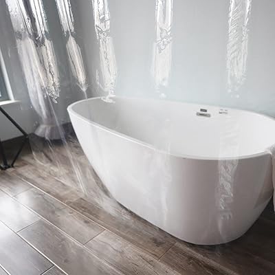 防カビ シャワーカーテン 透明 小さめ 90cm幅 180cm丈 クリア 防水 ユニットバスカーテン 浴室 風呂カーテン 間仕切り カット可能 リング無し