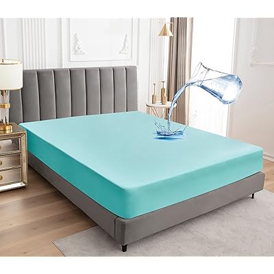防水シーツ ボックスシーツ セミダブル,弾性輪ゴム付き 防水 マットレスカバー ベッドカバー おねしょシーツ ベッドシーツ 柔らかな触感 毛玉なして使いやすいマットレスプロテクター 丸洗い可能 四季適用（‎セミダブル・120X200cm)