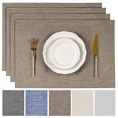 ランチョンマット 布 撥水 4pcs 綿痲類 30x45cm 両面使える 無地 和風 断熱 滑り止め おしゃれ 布製 給..