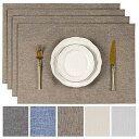 ランチョンマット 布 撥水 4pcs 綿痲類 30x45cm 両面使える 無地 和風 断熱 滑り止め おしゃれ 布製 給食 食事マット お手入れ簡単 家庭用 キ...