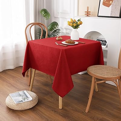 テーブルクロス 正方形 撥水 小さめ 方形 無地 汚れ防止 おしゃれ シンプル テーブルカバー リネン類 耐熱 速乾 丸洗い お手入れ簡単 業務用・家庭用 レッド 140x140cm