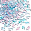 100個 ティアドロップガラスビーズ しずくガラスビーズ グリッター付き 釉薬フラワービーズ しずくビーズ スペーサービーズ ブルーピンク ジュエリー作り ブレ...