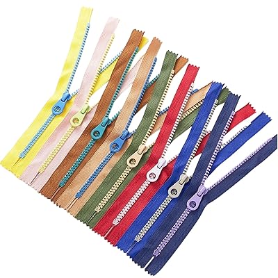 8色ファスナー樹脂#5カラフルファスナー厚い スライダー（引手）チャック口を閉じる樹脂ジッパーは卸売するDIY 手作り、裁縫、服装、手芸、修理、バッグ各色1本ずつ8pcs-15cm