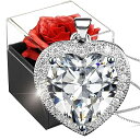 ホワイトバースストーンチェーンシルバー925と永遠のレッドローズ、レディースクリスタルハートネックレスとプリザーブドリアルローズ、 インフィニティローズボックス...