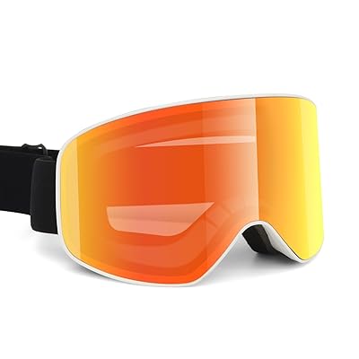 スキーゴーグル スノボゴーグル 広視野 球面レンズ くもり止め/紫外線防止 ポータブル耐衝撃スポーツゴーグル メガネ対応-橙