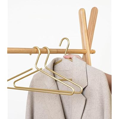 高級マットゴールドアルミハンガー6点入、41.9 cm、超滑らか耐久性金属シャツハンガー、アルミニウム合..