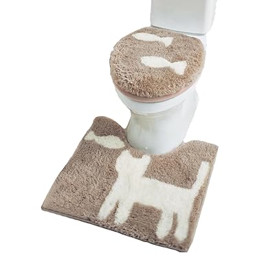 （）トイレマット 3点セット フタカバー 便座カバー ふんわり トイレタリー トイレマット セット 洗浄暖房 滑り止め U型 O型 兼用 暖かい ふわふわ おしゃれ 吸水 速乾 防臭 グリーン ピンク ネコ 猫
