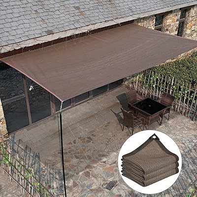 日除けシェード 2mx5m 日よけスクリーン 日除け オーニング シェード 目隠し 遮光ネット UVカット 取り付けも簡単 高密度ポリエチレン 家/廊下/庭下/屋外 バルコニーサンシェード ひよけ (コーヒー色)