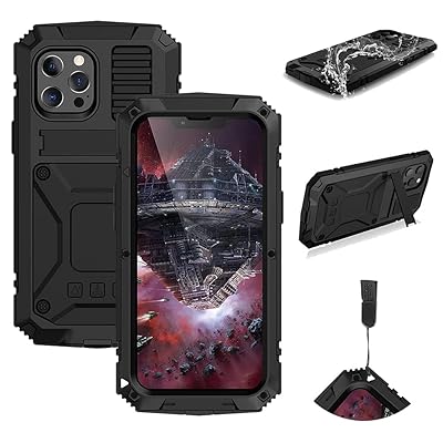 対応 iPhone 13 専用ケース 携帯スタンド付き 金属アルミ＋シリコン樹脂 防水 着脱簡単 落下防