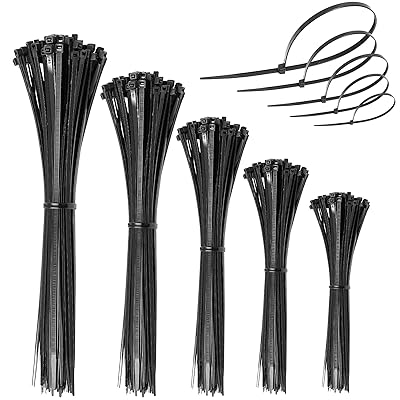 500本入り ナイロン結束バンド耐候性タイプ 5種類のサイズ 屋外 耐候性 結束バンド ケーブルタイケーブル セルフロック電線 ブラック ケーブル固定ネクタイジップ(黒 ナイロン結束バンド(500本入り))