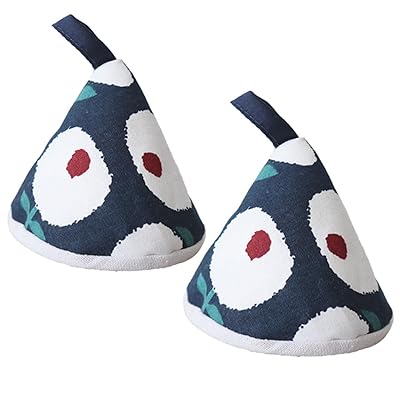 三角鍋つかみ 2個セット オーブンミトン 魚の柄 北欧風 耐熱ミトン アイロン止め取っ手 鍋蓋 滑り止め 厚手 両手鍋 クッキング用 男女兼用 収納便利 (フラワー)