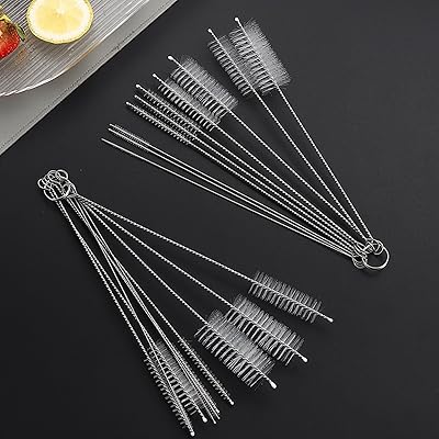 ストローブラシ 哺乳瓶ブラシ 極細ナイロン ステンレス製 細いストローの中まで洗えて衛生