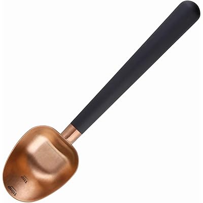 ステンレス鋼 ロング ハンドル コーヒースクープ 7g 計量スプーン「ローズゴールド＆ブラッ