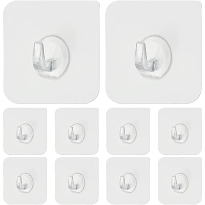 壁掛けフック（10個入り）粘着フック 透明フック 強力フック 強力ウォールフック 壁フック