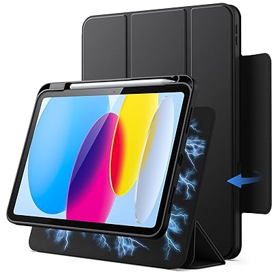 磁気式着脱可能ケース iPad (A16) 第11/10世代 (2025/2022)用 Pencilホルダー付き 取り外し可能 回転ク