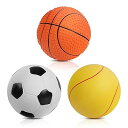 犬 おもちゃ 音が鳴る ボール【ラテックス製・サッカー、バスケットボール、野球のデザイン・運動不足解消】たまご 知育玩具 噛むおもちゃ 中型犬に適用 (マルチカラー, 3個セット)
