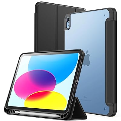 iPad（A16）マットケース 第11/10世代（2025/2022モデル）用Pencilホルダー つや消しの半透明の背面